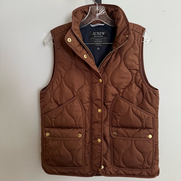 J. Crew Jackets & Blazers - J.Crew Signature Puffer Vest Chocolate with Gold Accents